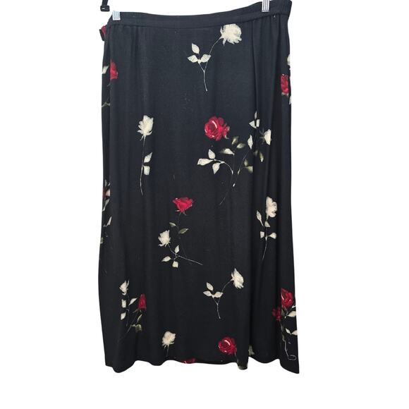 VTG Jones New York Maxi Skirt Womens 14W Wool Whimsigoth Dark Floral Romantic 90 - Picture 2 of 6